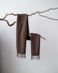 brown baby alpaca scarf for men