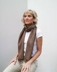 brown baby alpaca scarf for women