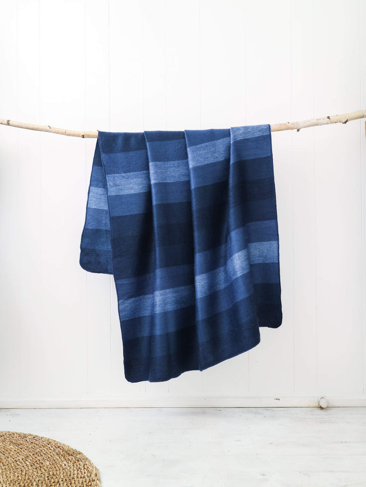 buy blue stripe small alpaca throw in australia#colour_blues