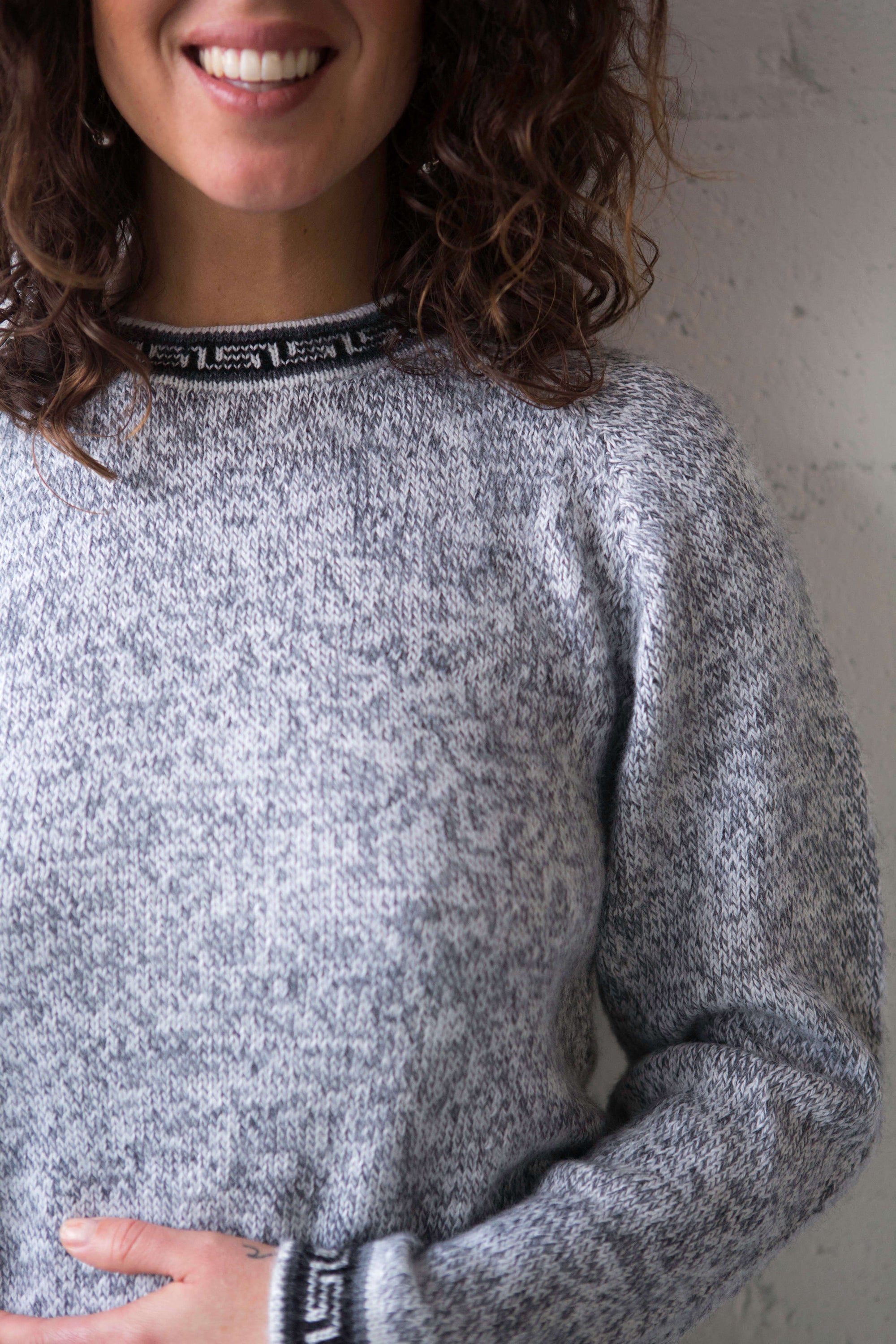 greay marle pattern jumper alpaca