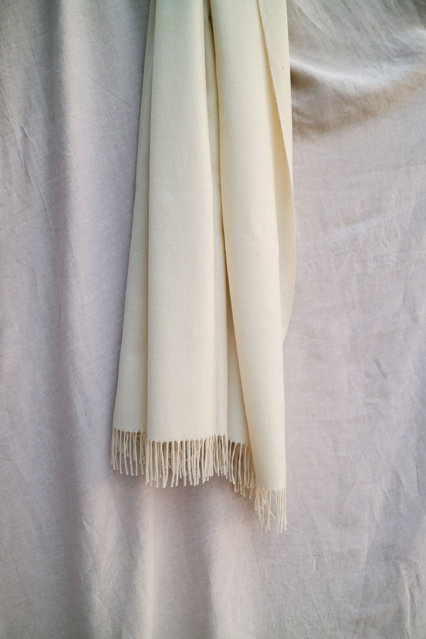 large white baby alpaca scarf
