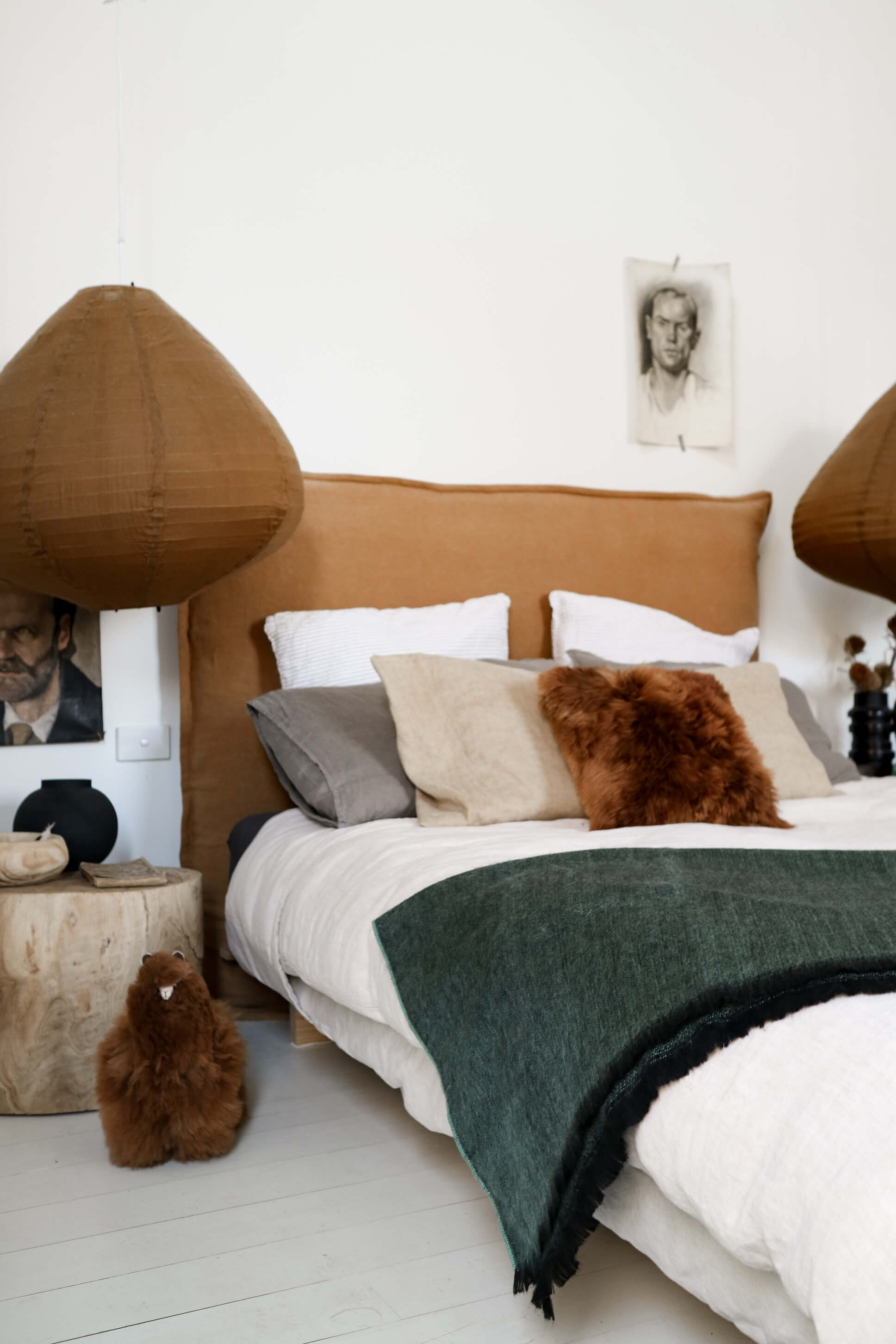 luxury alpaca cushion for bedroom#colour_brown