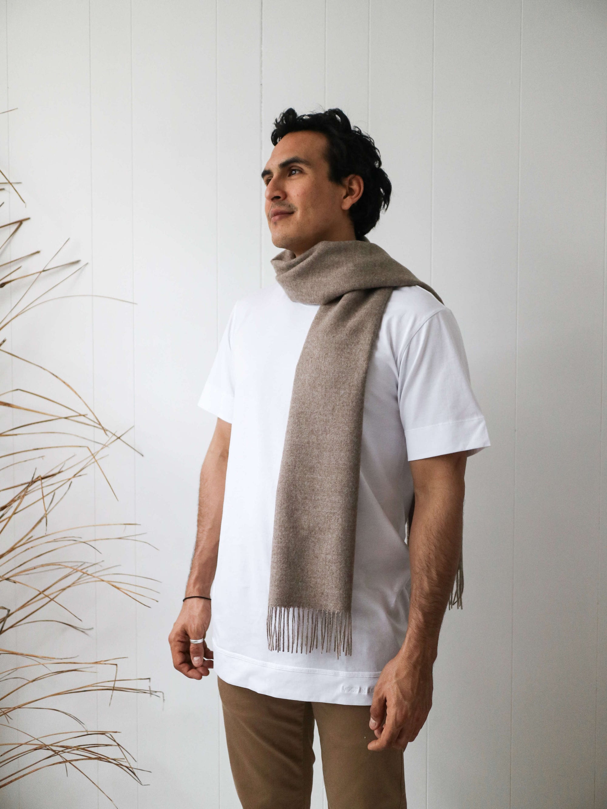 natural coloured alpaca scarves for men