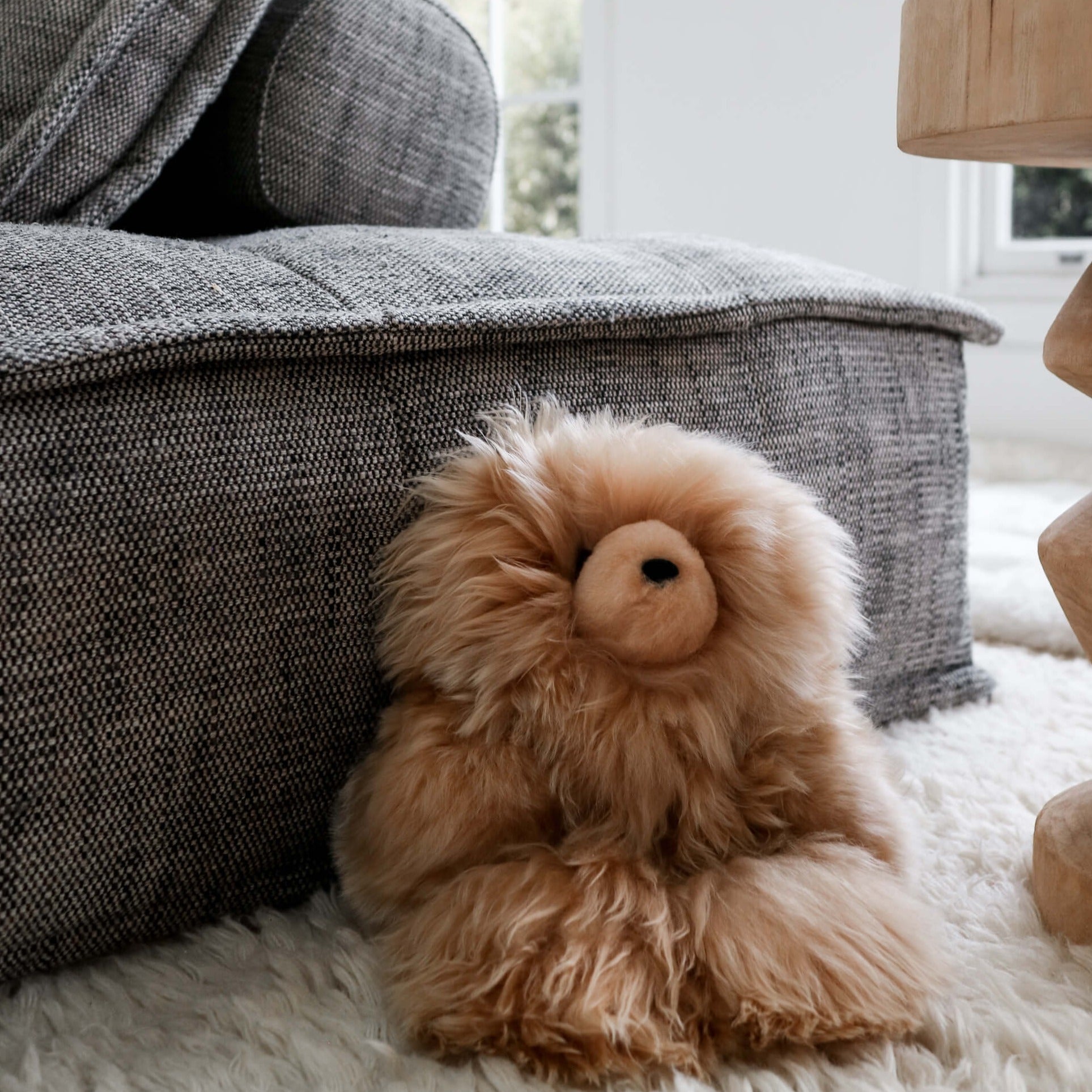 natural fibre plush alpaca toy teddy bear beige