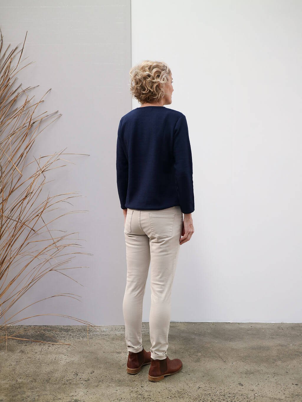 Navy long sleeve alpaca top