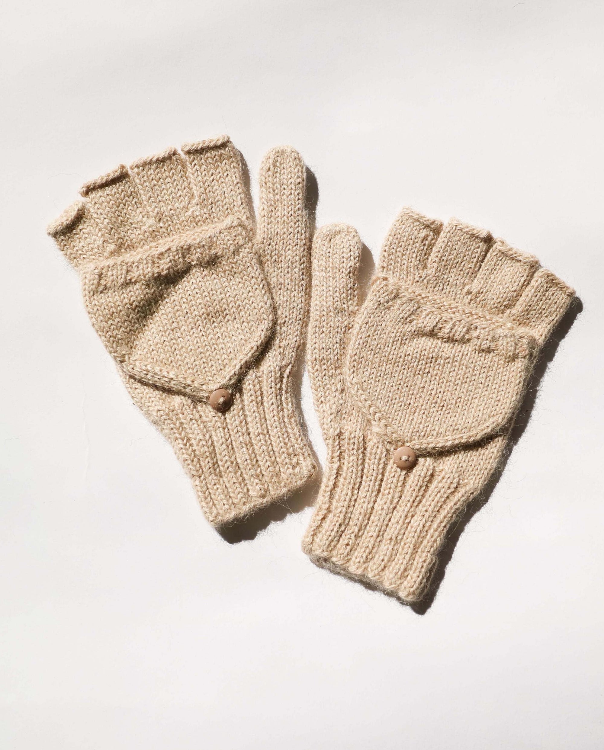 hand knitted mittens#colour_beige