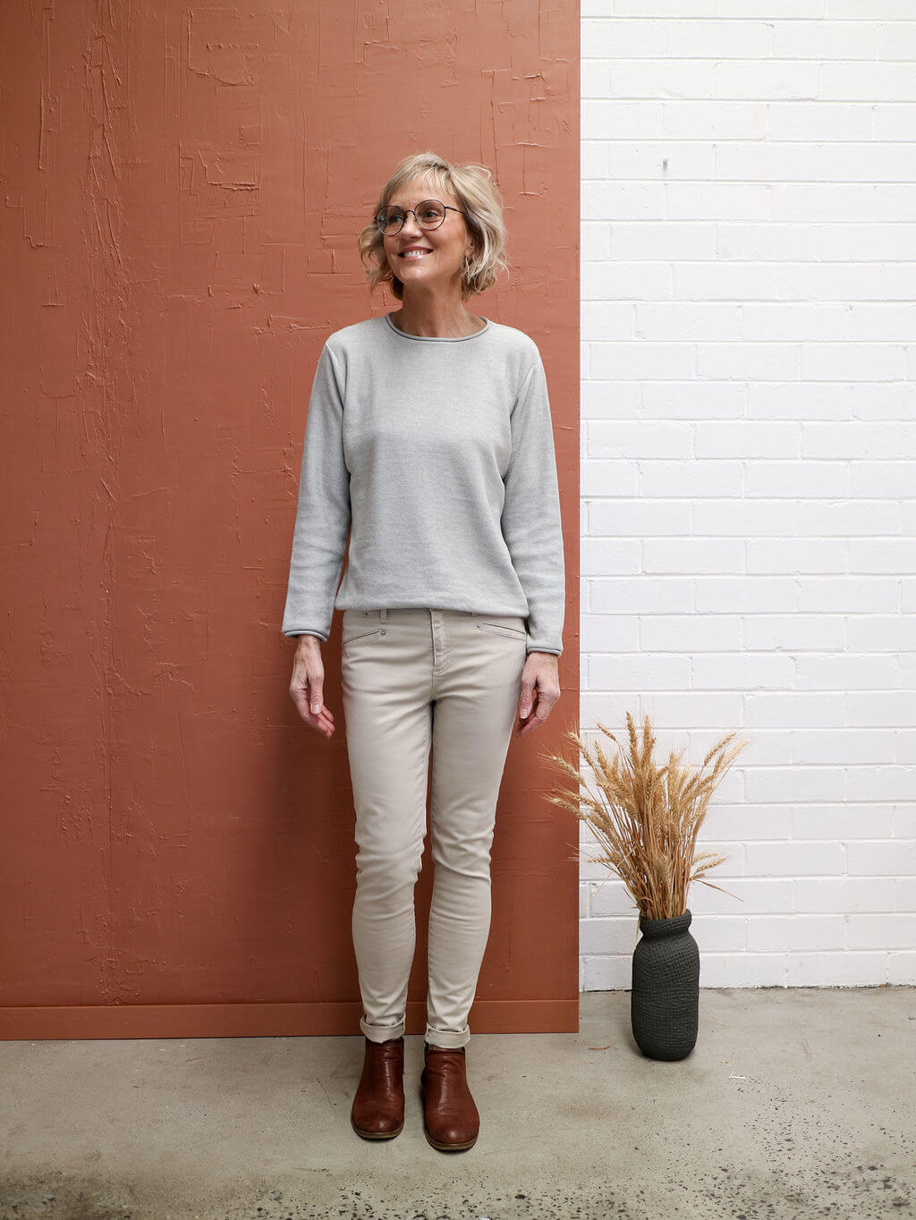 silver long sleeve alpaca top