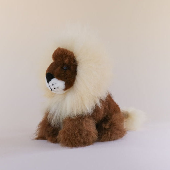 toy lion soft toy for babies alpaca wool#colour_brown