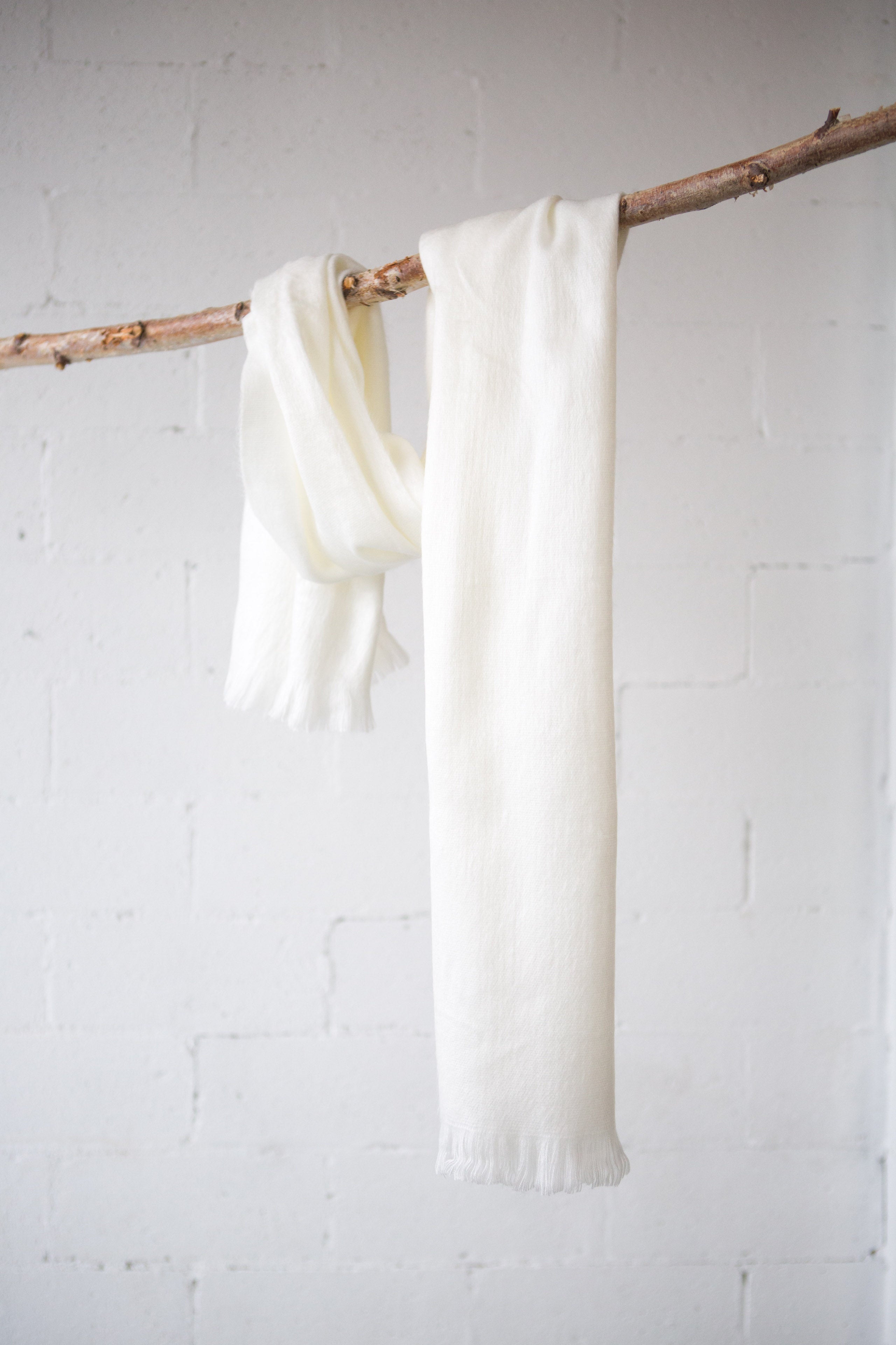 white sustainable scarf alpaca melbourne#colour_white